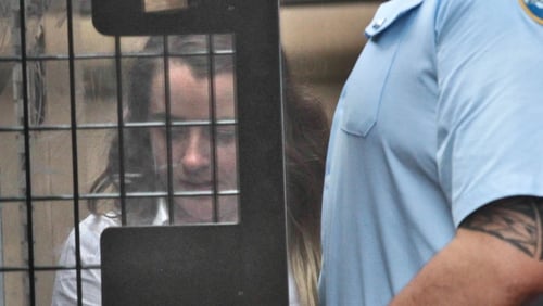 Cathrina Cahill is seen entering the prison van at the Supreme Court in Sydney