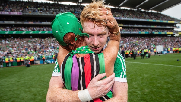 Cian Lynch embraces his mother after Limerick's All-Ireland success