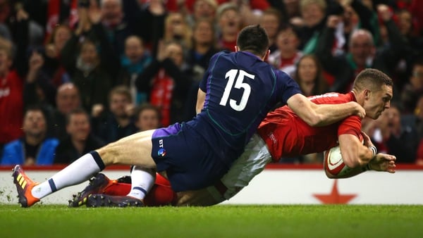 George North goes over for Wales