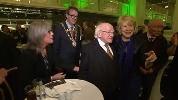 President Higgins returned to his political heartland tonight after receiving a resounding mandate for a second term in Áras an Uachtaráin