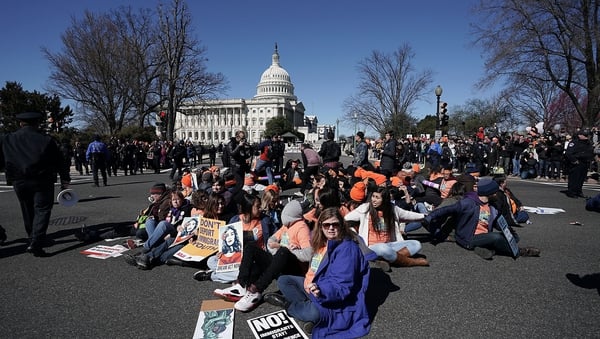 Activists pictured in Washington in March to protest the Trump administration's DACA plans