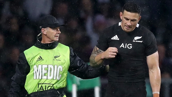 Sonny Bill Williams was forced off against England with a shoulder problem