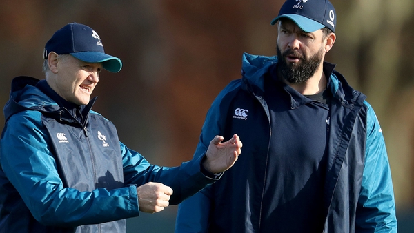 Joe Schmidt and Andy Farrell at Ireland training on Tuesday morning