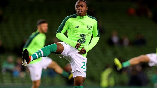 Michael Obafemi came off the bench to make his Irish debut in Denmark