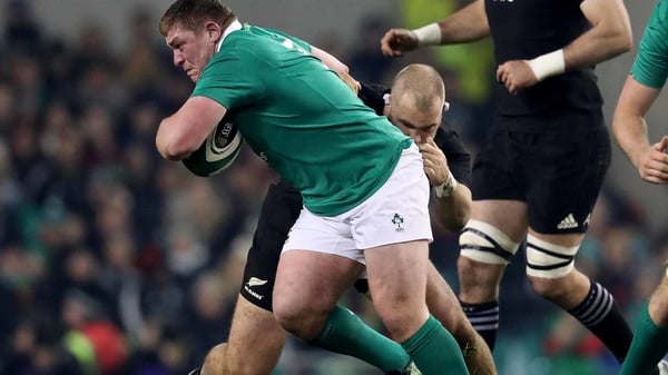 Tadgh Furlong in action against the All Blacks in 2016