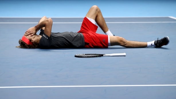 Alexander Zverev's reaction after defeating Novak Djokovic