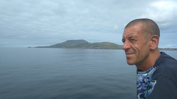 Diarmaid Ferriter on the boat to Clare Island earlier this year: his recent book, On the Edge, investigates our offshore islands.