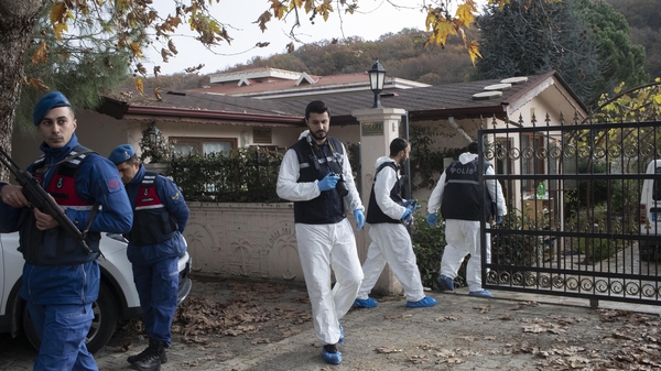 Turkish forensics officers investigate a site at a villa in Yalova