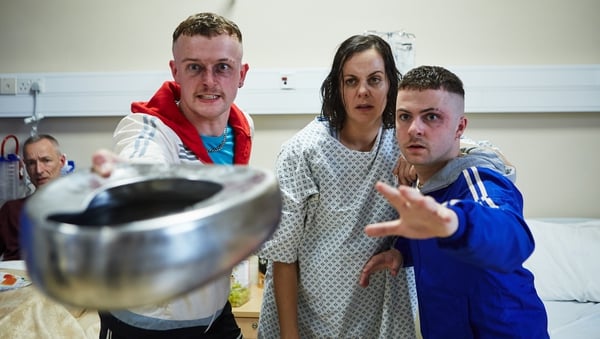 Chris Walley, Hilary Rose and Alex Murphy as Jock, Mairéad and Conor in The Young Offenders Christmas Special