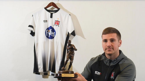 Patrick McEleney of Dundalk with his award