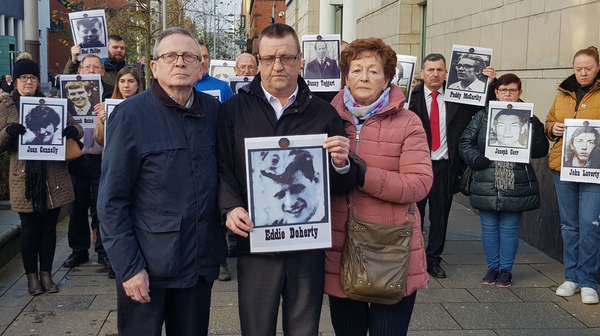The family of Eddie Doherty outside Belfast Coroner's Court