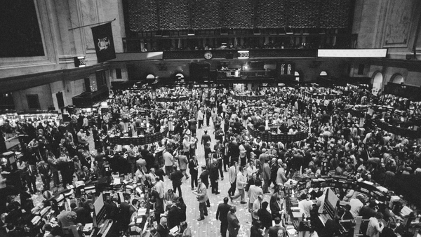 New York Stock Exchange, November 14 1972 as the Dow Jones Industrial averages closed over the 1,000 mark for the first time in the history of Wall Street. Photo: Bettmann/Getty Images