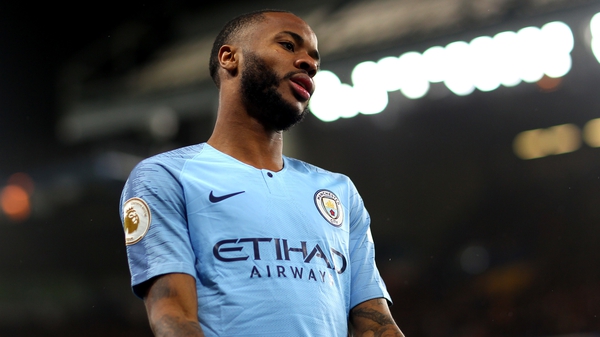 Raheem Sterling in action for Manchester City at Stamford Bridge