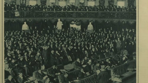 Opening of Dáil Eireann in the mansion house, 21 January 1919.
