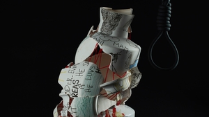 A ceramic work featured in 'BAD-MAN Oh Man' by Shane Keeling