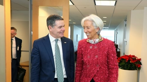 Eurogroup President Paschal Donohoe and ECB President Christine Lagarde