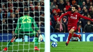 Mo Salah take aim to score the only goal at Anfield