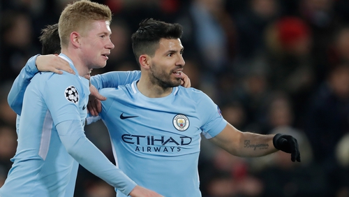 Sergio Aguero (R) and Kevin de Bruyne have spent time on he sidelines this season