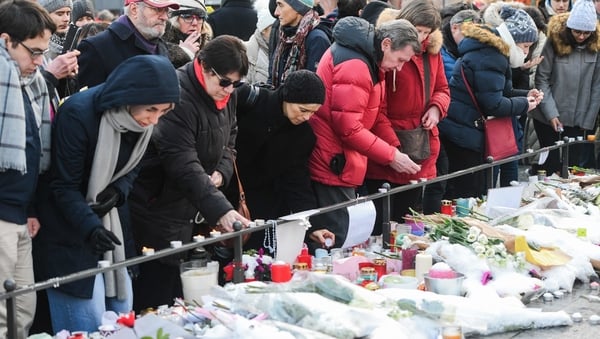 People gathered in Strasbourg to honour the victims of the attack earlier today