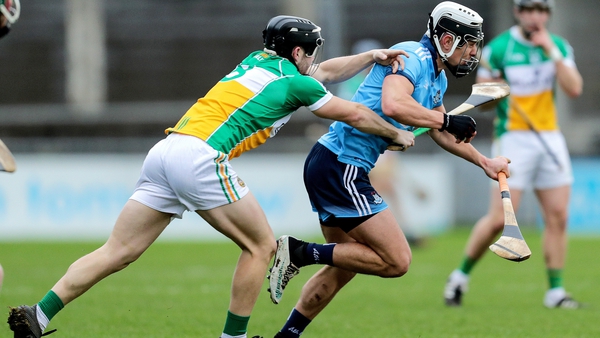 Dublin's Cian Boland is tackled by Craig Taylor of Offaly