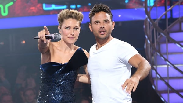Ryan Thomas with Celebrity Big Brother host Emma Willis on the night he was crowned the winner - 