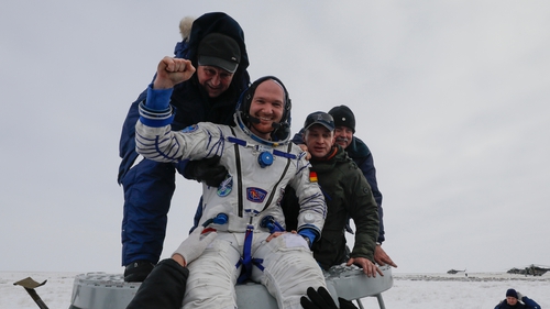 A delighted Alexander Gerst after his arrival back to Earth