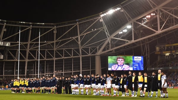 A minute's silence was held in memory of Nicolas Chauvin before the Heineken Champions Cup match between Leinster and Bath at the Aviva Stadium
