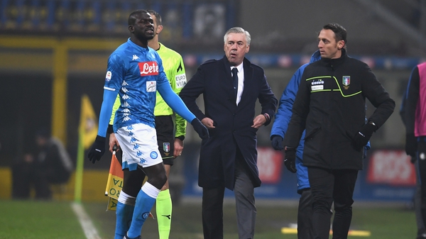 Koulibaly leaves the pitch after being sent off