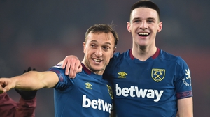 Mark Noble (L) with Declan Rice