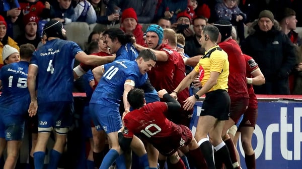 Tempers flare between Leinster and Munster at Thomond Park