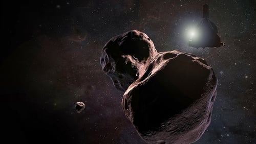 An artist's impression of NASA's New Horizons spacecraft encountering Ultima Thule, (1.6bn/km) beyond Pluto