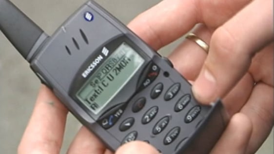Text message on Ericsson mobile phone (2004)