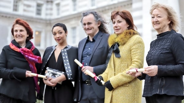 Shelly McNamara, Ruth Negga, Martin Hayes, Minister Josepha Madigan and Yvonne Farrell at today's announcement.