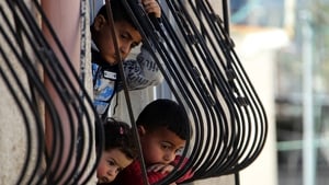Palestinian children in the Jenin Refugee Camp in the West Bank