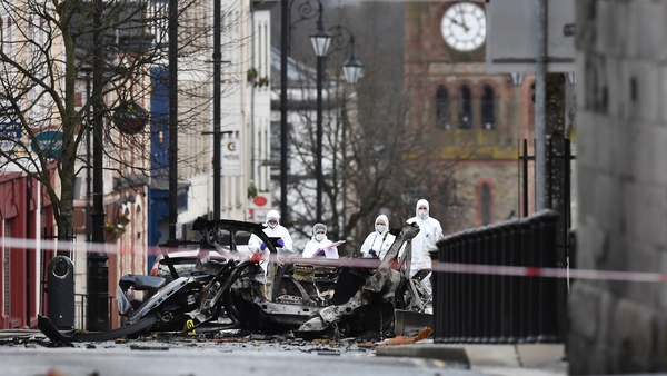 The scene of Saturday night's car bomb attack after which a number of security alerts followed