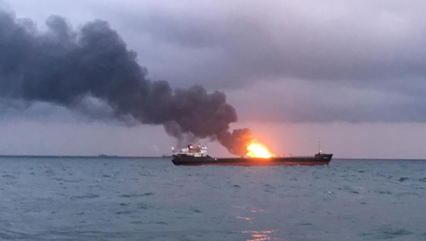 The fire broke out when one vessel was transferring fuel to the other