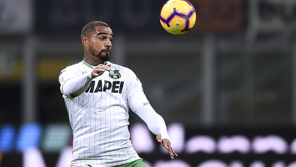 Kevin-Prince Boateng in action with Sassuolo against Inter Milan