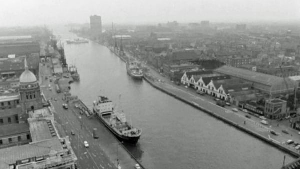 An aerial view of Dublin Port in 1969