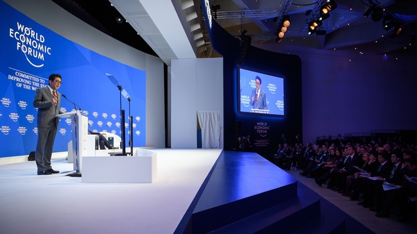 Japanese Prime Minister Shinzo Abe at the World Economic Forum in Davos