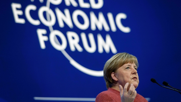 German leader Angela Merkel is due to address the Davos gathering today