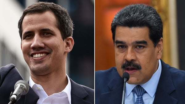 Self-declared acting president Juan Guaido and Venezuela's President Nicolas Maduro