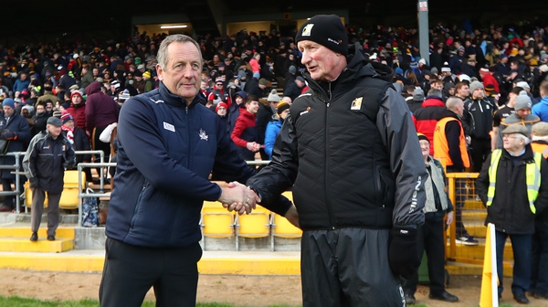 Brian Cody and John Meyler after their side's league clash in Nowlan Park