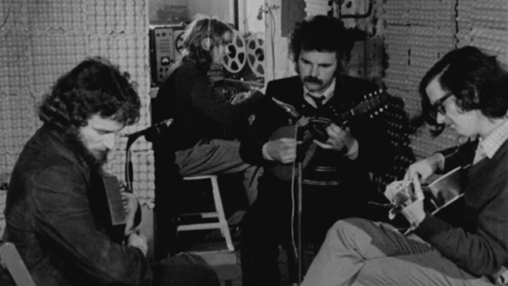 Chris Twomey, Niall Toner and Johnny Norris in Thrust Records recording studio, Terenure (1974)