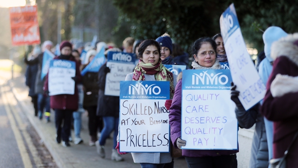 The Irish Nurses and Midwives Organisation will hold its second 24-hour strike tomorrow
