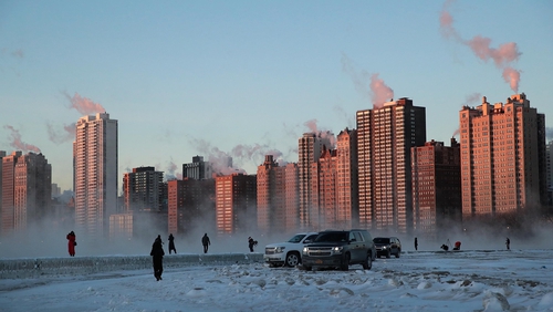 A frozen Chicago skyline