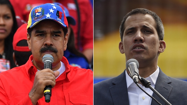 Socialist leader Nicolas Maduro (L) is becoming increasingly isolated, as Juan Guaido (R) has declared himself leader