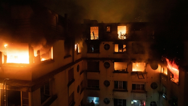 The blaze broke out in the eight-storey structure near the Parc des Princes soccer stadium