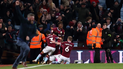 Andre Green of Aston Villa celebrates his dramatic leveller