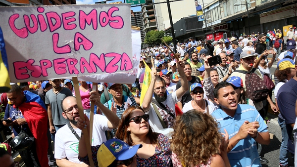 A demonstration organised by opposition leader Juan Guaidó President in the Venezuelan capital Caracas