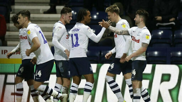 Sean Maguire celebrates his goal against Norwich City with team-mates